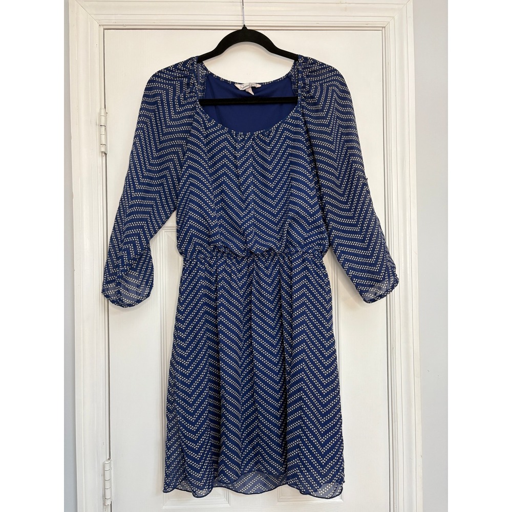 Speechless  Chiffon Chevron Polka Dots Elastic Waist Dress‎ Women's Medium